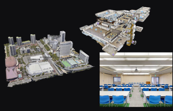 scenes from the Kobe Convention Center Virtual Tour in a montage