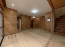 A large open hall in a 1970s Japanese home